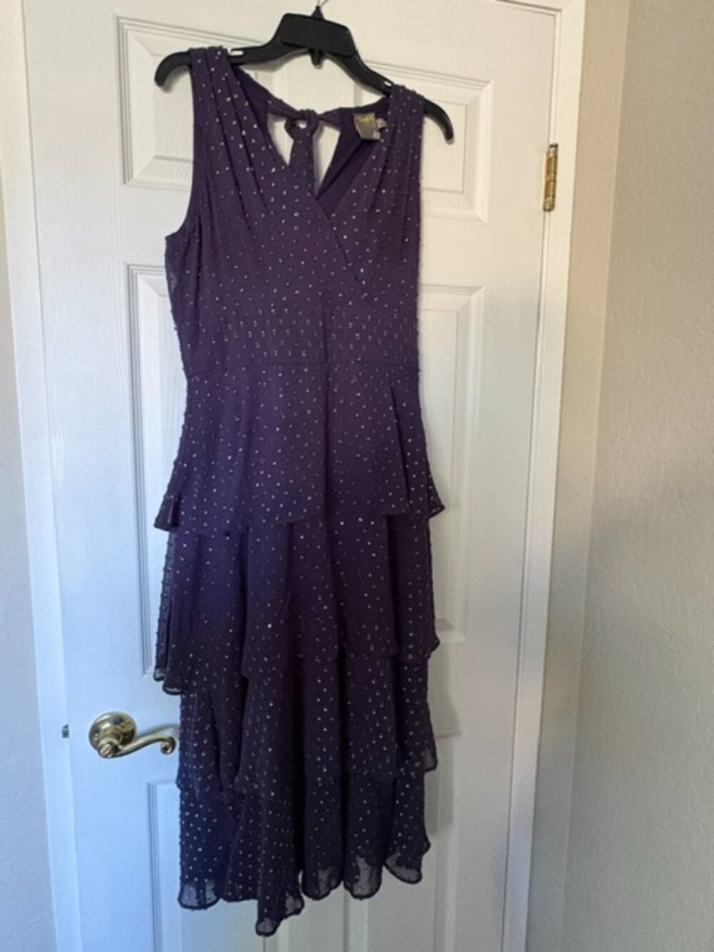 Taylor Navy Tiered layered Maxie Sequence Dress Size 12